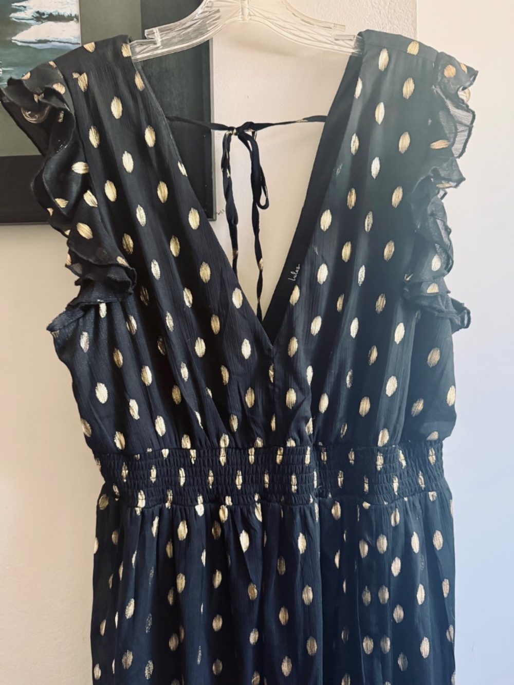 Lulu's Black and Gold Polka Dot Cocktail/Evening Dress